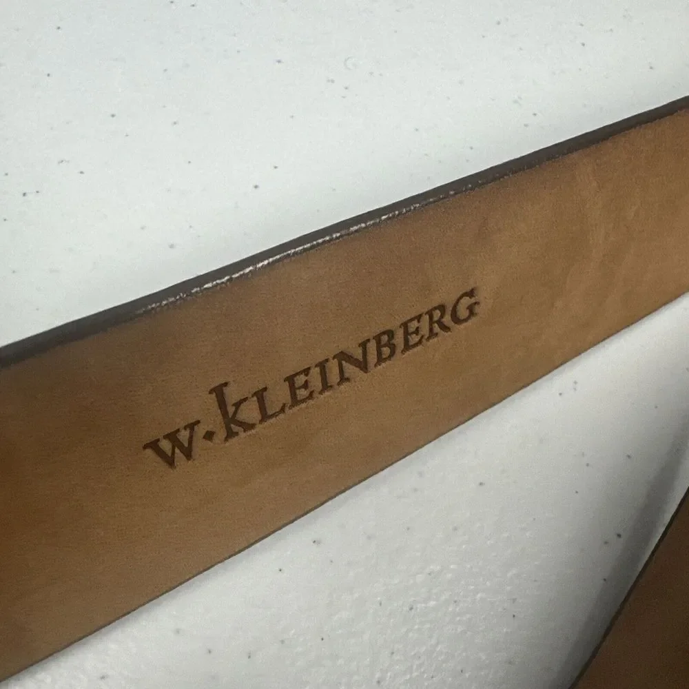 W. Kleinberg Brown Leather Belt with Silver-Tone Buckle